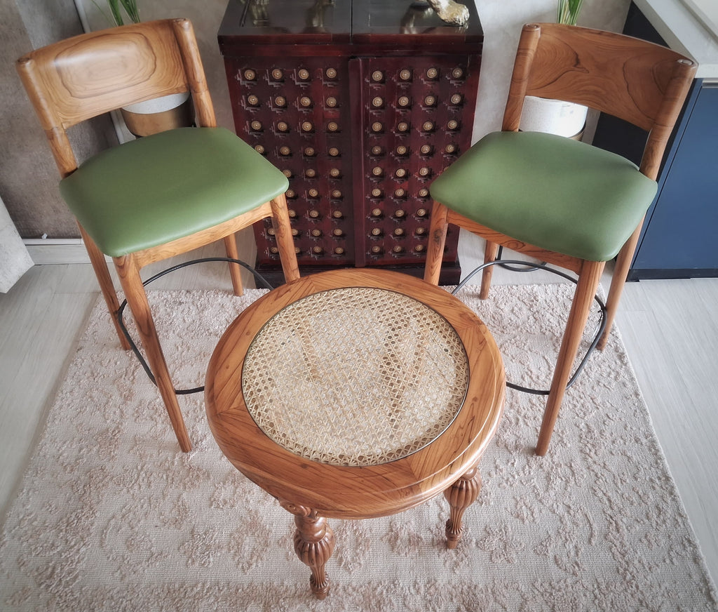 Handcrafted Teak Wood Bar Set