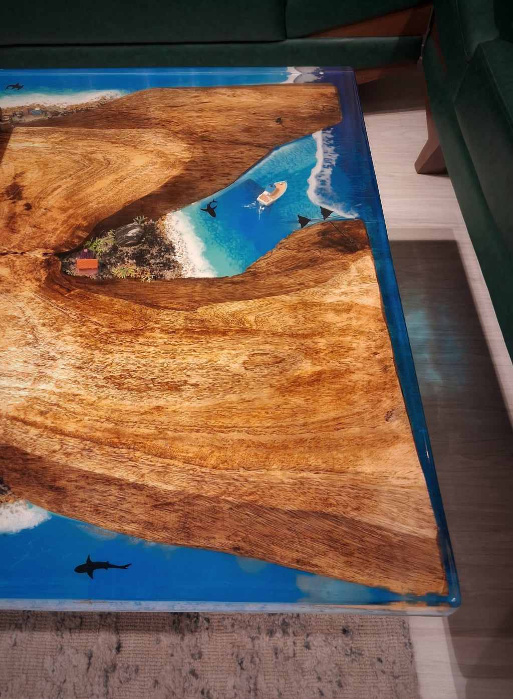 Tropical Escape: Live edge Resin Ocean Table